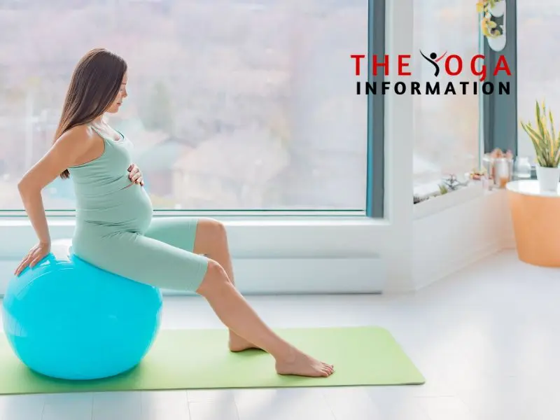 Image depicting a pregnant woman using a yoga ball for prenatal exercise and relaxation