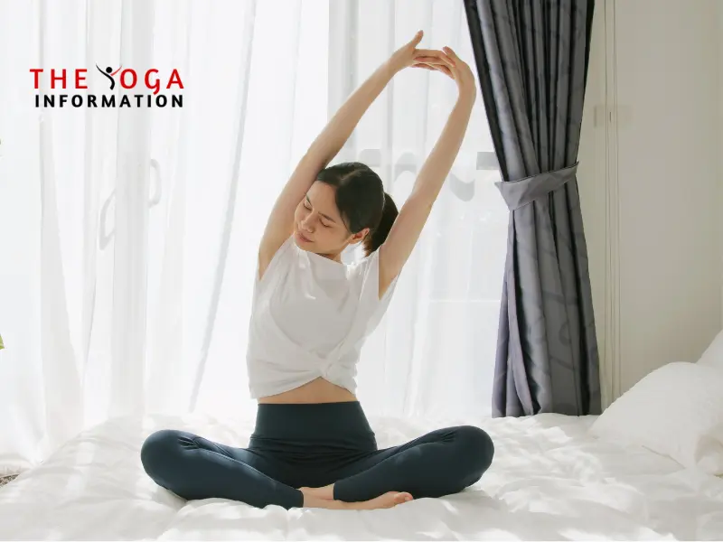 "Beginner incorporating gentle stretching during meditation practice"